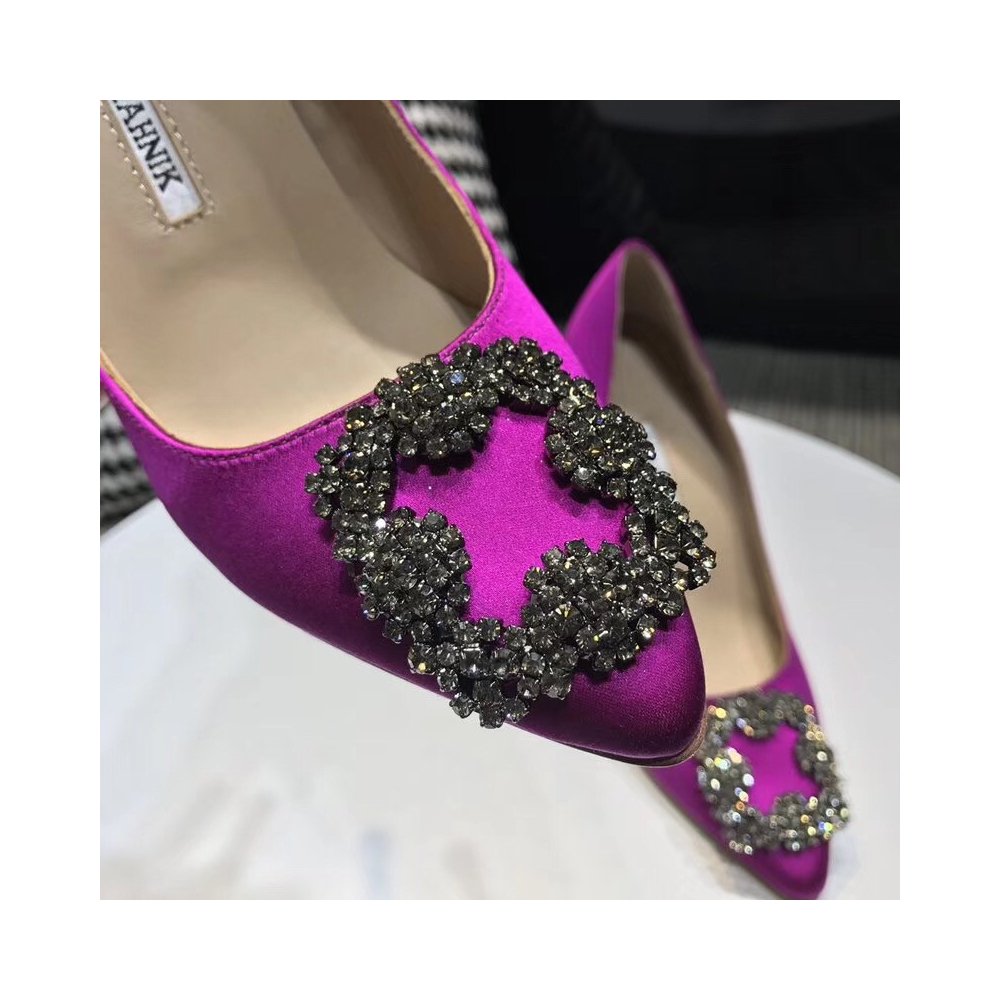 Cheap Reps Manolo Blahnik Hangisi 70 Pumps In Purple Satin