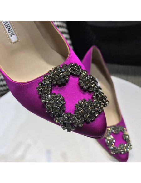 Cheap Reps Manolo Blahnik Hangisi 70 Pumps In Purple Satin