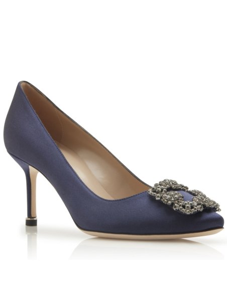 Cheap Reps Manolo Blahnik Hangisi 70 Pumps In Navy Blue Satin