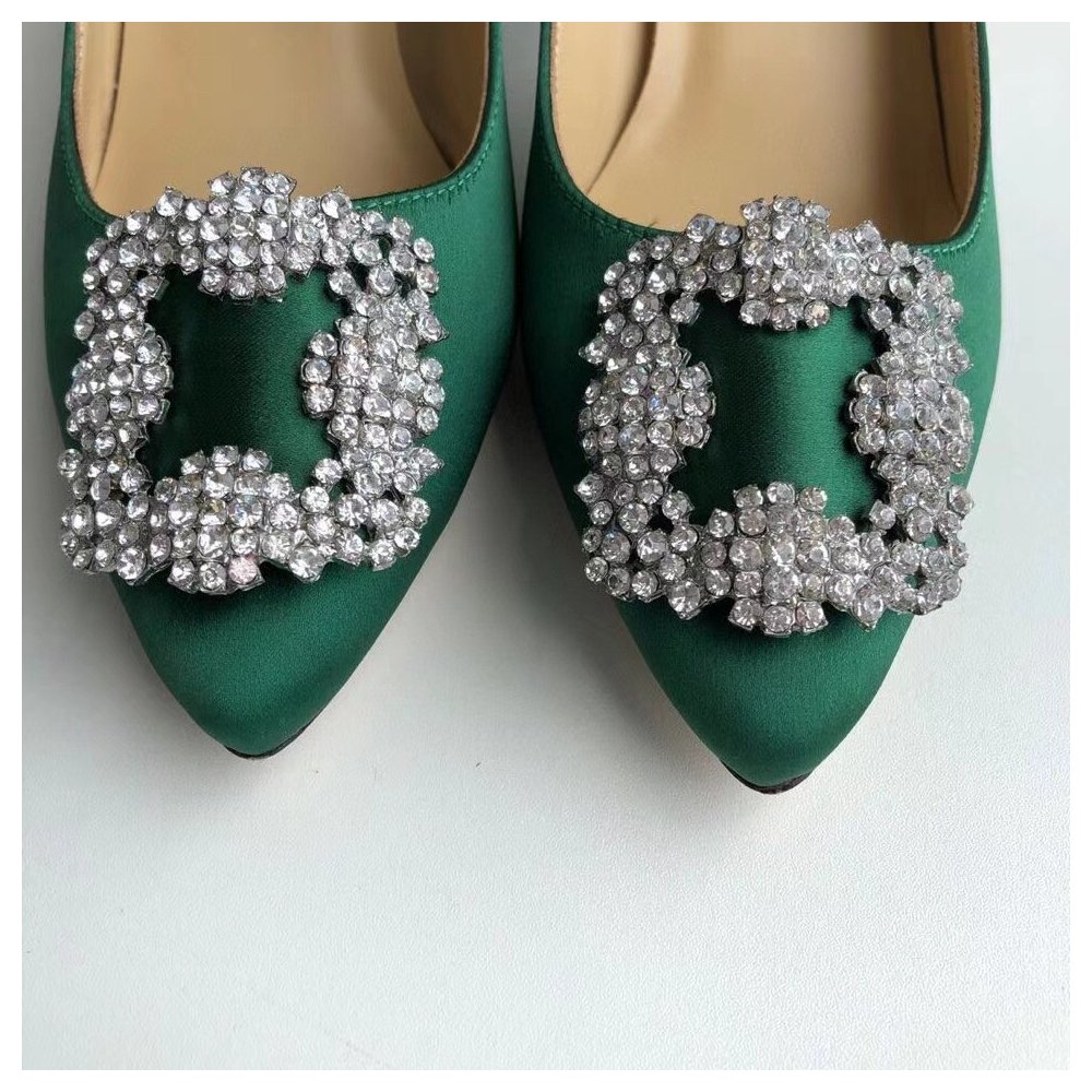 Cheap Reps Manolo Blahnik Hangisi 70 Pumps In Green Satin