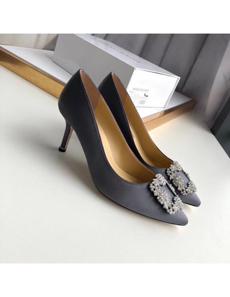 Cheap Reps Manolo Blahnik Hangisi 70 Pumps In Grey Satin