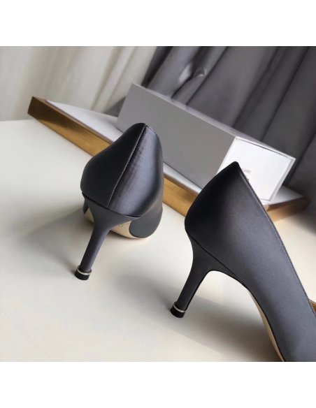 Cheap Reps Manolo Blahnik Hangisi 70 Pumps In Grey Satin