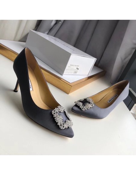 Cheap Reps Manolo Blahnik Hangisi 70 Pumps In Grey Satin