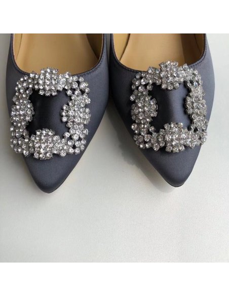 Cheap Reps Manolo Blahnik Hangisi 70 Pumps In Grey Satin