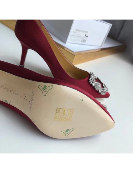 Cheap Reps Manolo Blahnik Hangisi 70 Pumps In Bordeaux Satin