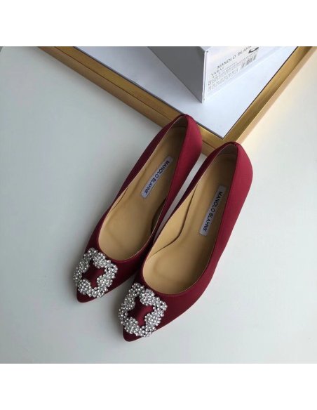 Cheap Reps Manolo Blahnik Hangisi 70 Pumps In Bordeaux Satin