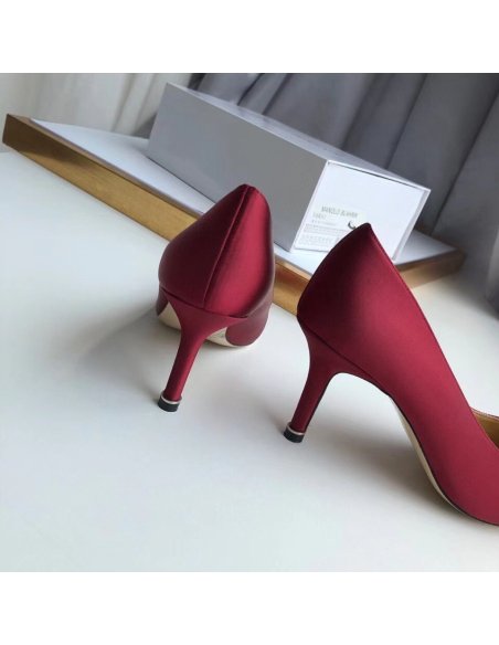 Cheap Reps Manolo Blahnik Hangisi 70 Pumps In Bordeaux Satin