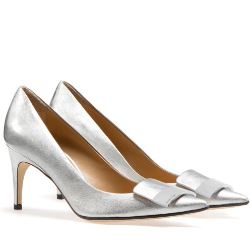 Cheap Reps Sergio Rossi SR1 Pumps 75mm In Silver Lambskin