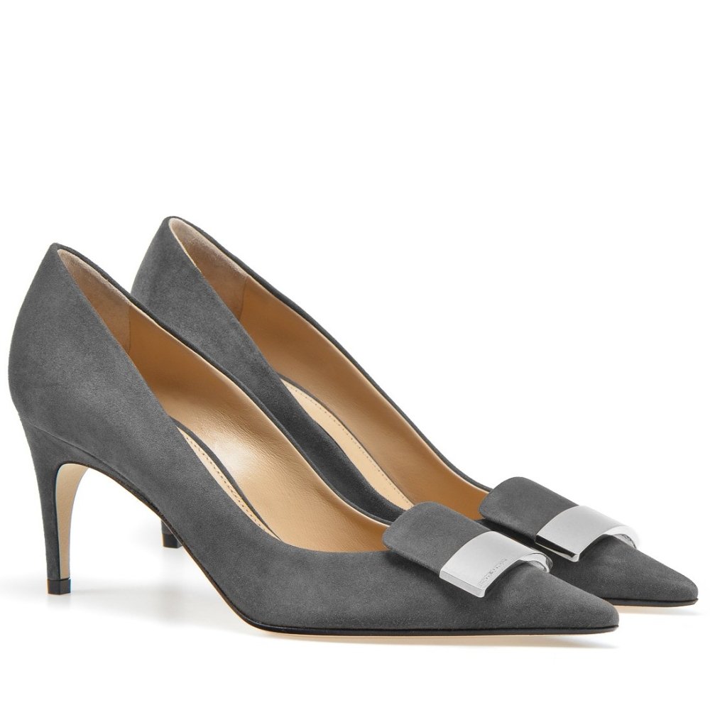 Cheap Reps Sergio Rossi SR1 Pumps 75mm In Grey Suede
