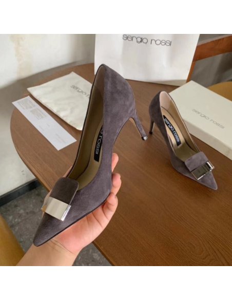 Cheap Reps Sergio Rossi SR1 Pumps 75mm In Grey Suede