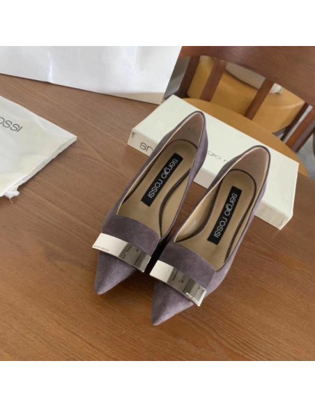 Cheap Reps Sergio Rossi SR1 Pumps 75mm In Grey Suede