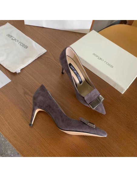 Cheap Reps Sergio Rossi SR1 Pumps 75mm In Grey Suede