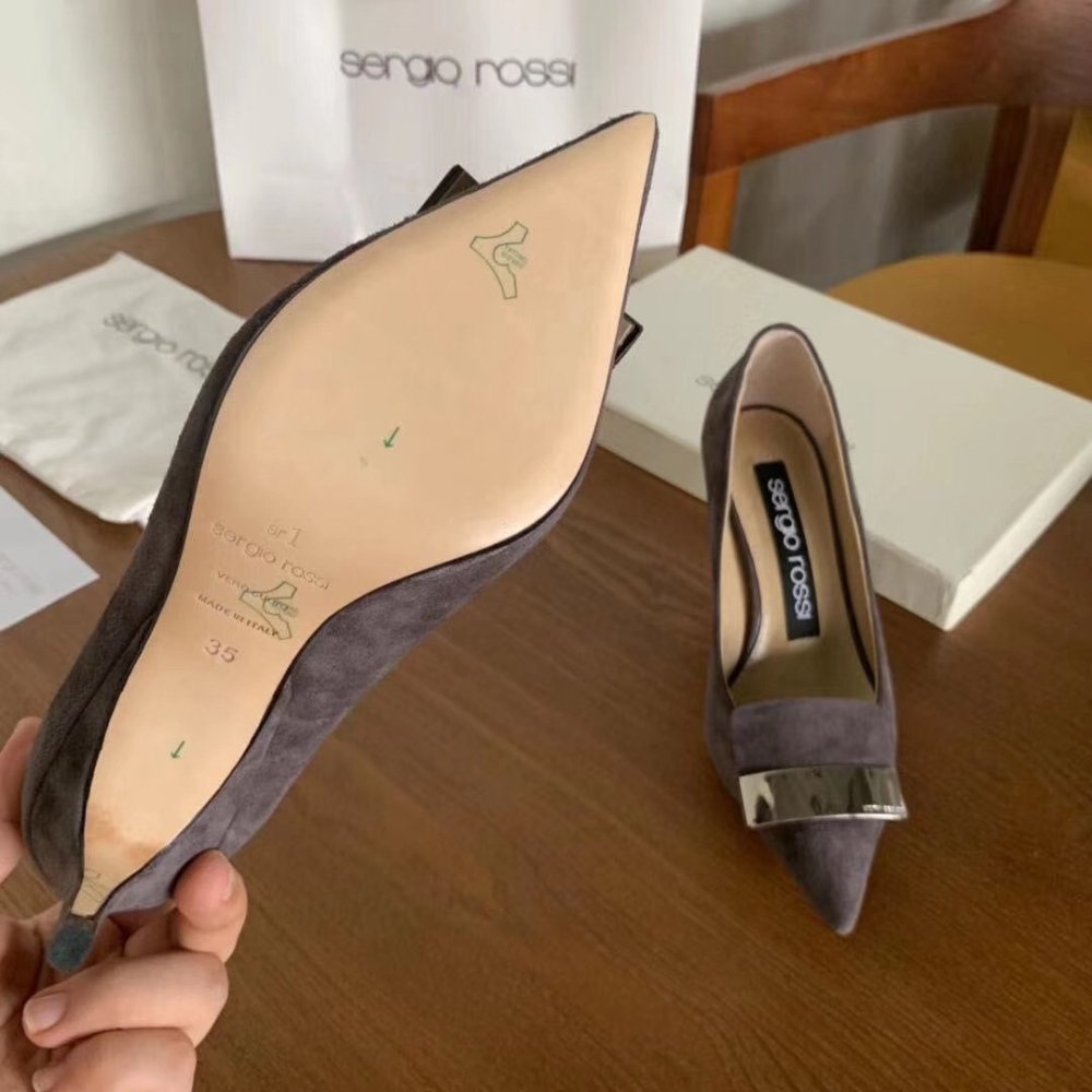 Cheap Reps Sergio Rossi SR1 Pumps 75mm In Grey Suede