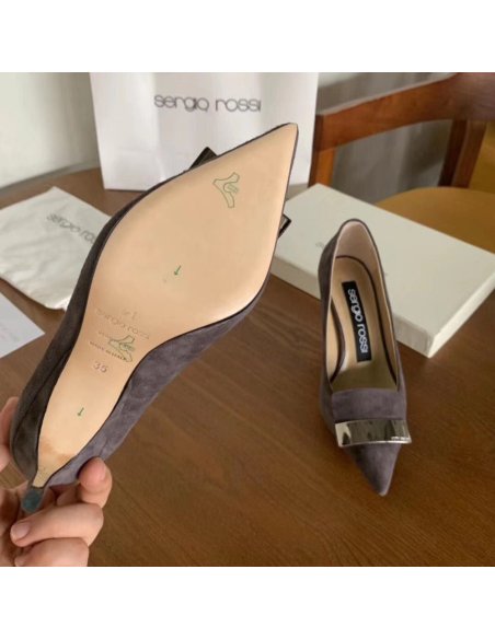 Cheap Reps Sergio Rossi SR1 Pumps 75mm In Grey Suede