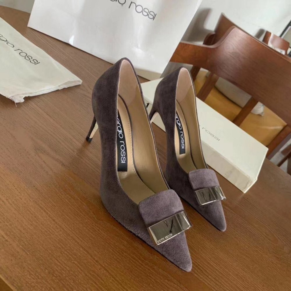 Cheap Reps Sergio Rossi SR1 Pumps 75mm In Grey Suede