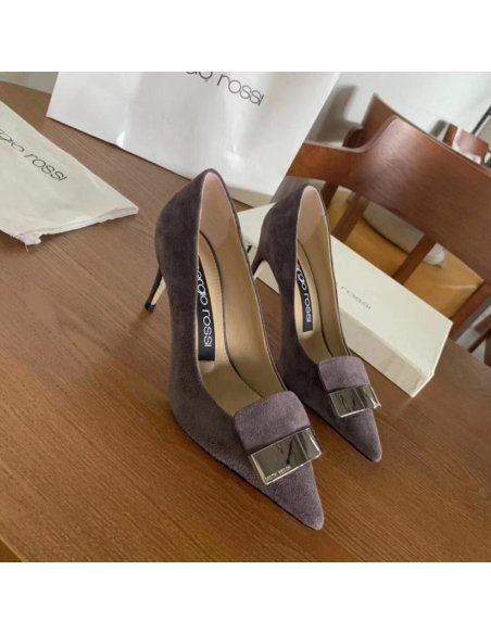 Cheap Reps Sergio Rossi SR1 Pumps 75mm In Grey Suede