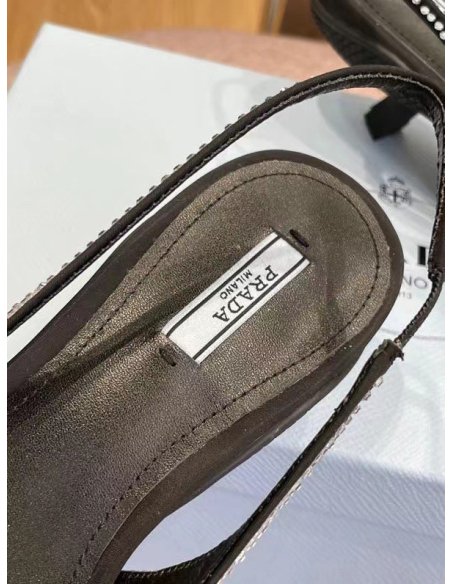 Cheap Reps Prada Satin Slingback Pumps with Crystals