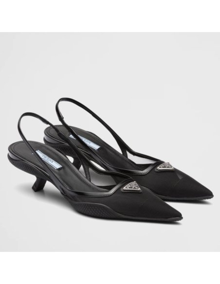 Cheap Reps Prada Slingback Pumps In Mesh Fabric