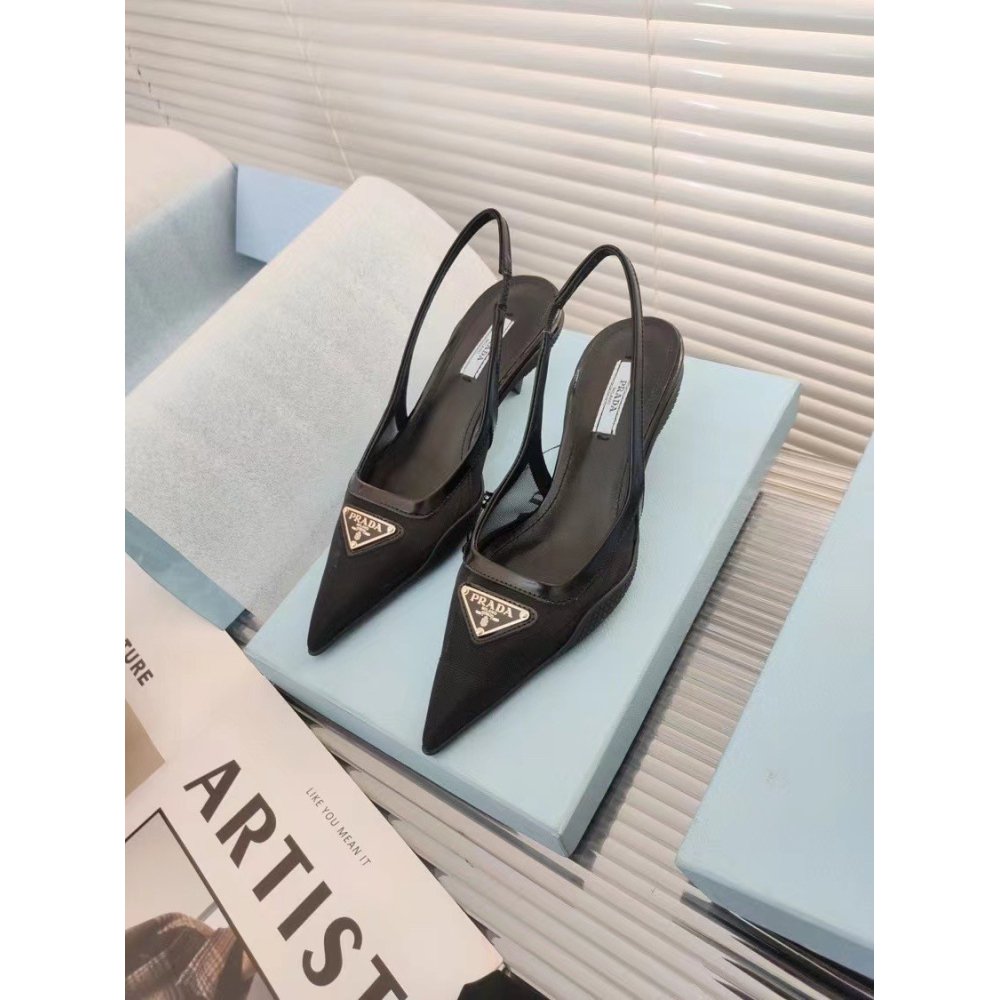 Cheap Reps Prada Slingback Pumps In Mesh Fabric