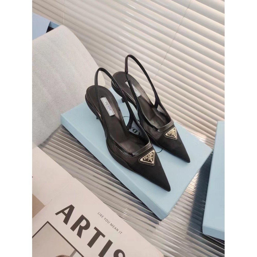 Cheap Reps Prada Slingback Pumps In Mesh Fabric