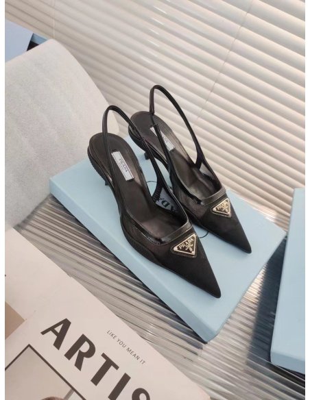 Cheap Reps Prada Slingback Pumps In Mesh Fabric