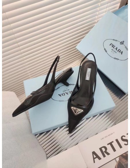 Cheap Reps Prada Slingback Pumps In Mesh Fabric