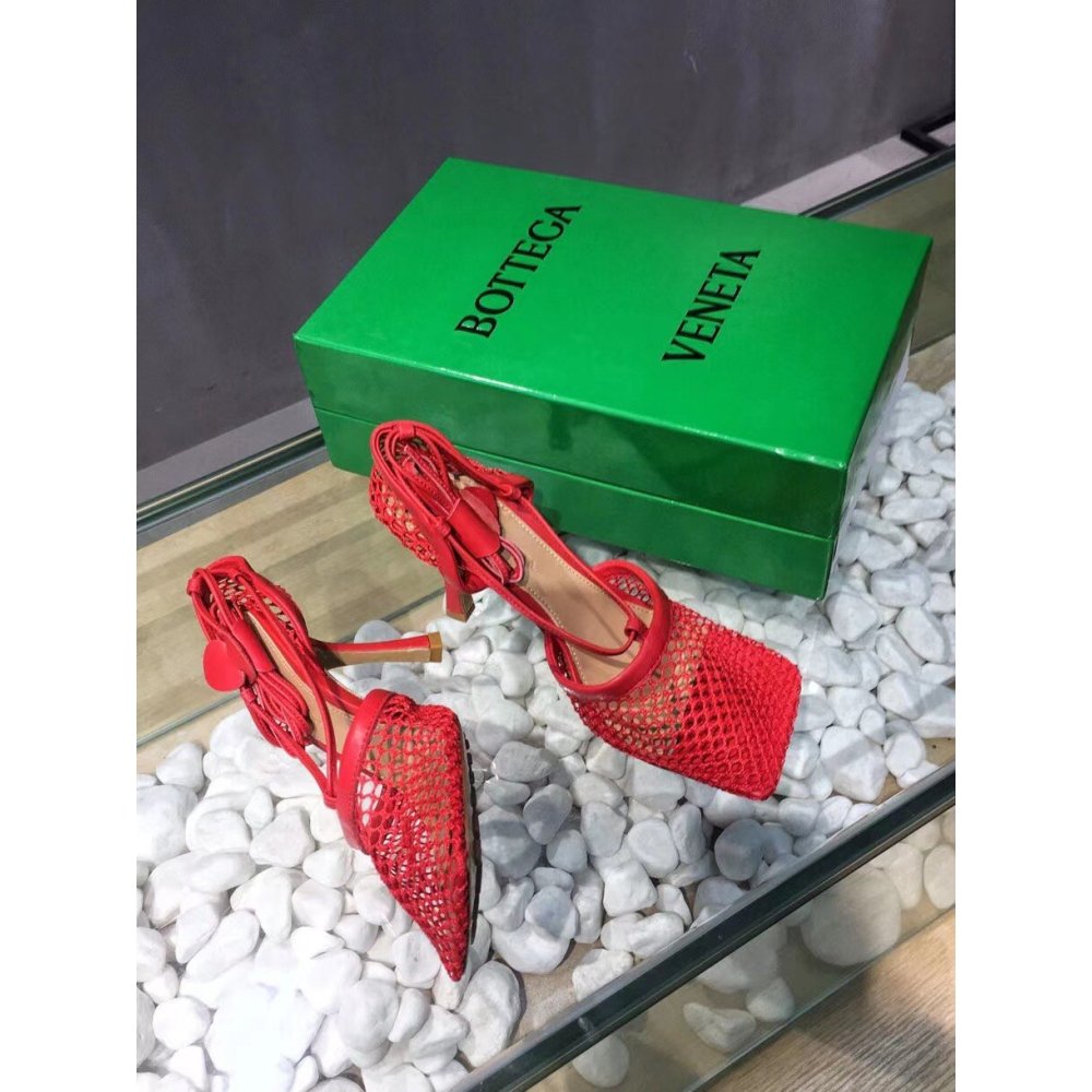 Cheap Reps Bottega Veneta Stretch Sandals In Red Mesh