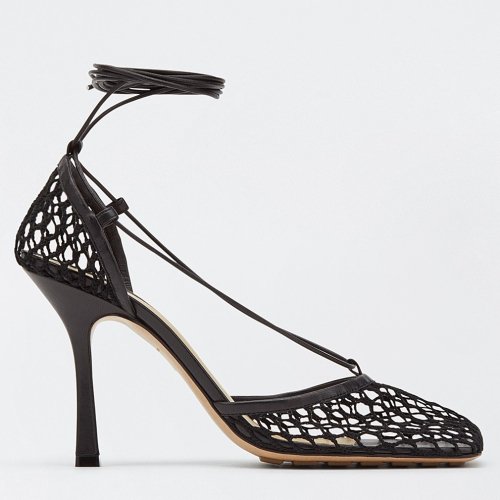 Cheap Reps Bottega Veneta Stretch Sandals In Black Mesh