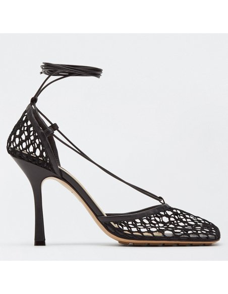 Cheap Reps Bottega Veneta Stretch Sandals In Black Mesh