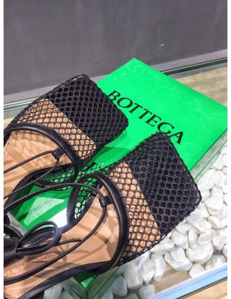 Cheap Reps Bottega Veneta Stretch Sandals In Black Mesh