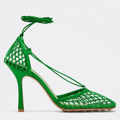 Cheap Reps Bottega Veneta Stretch Sandals In Green Mesh