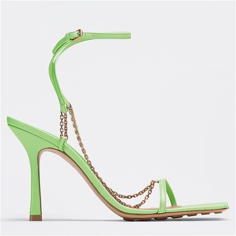 Cheap Reps Bottega Veneta Stretch Chain Sandals In Pistachio Lambskin