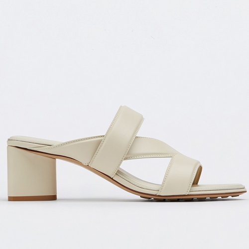 Cheap Reps Bottega Veneta Band Sandals 55MM In White Calfskin