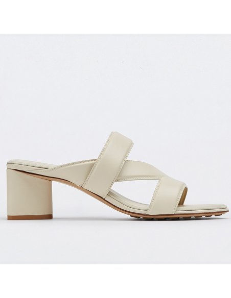 Cheap Reps Bottega Veneta Band Sandals 55MM In White Calfskin