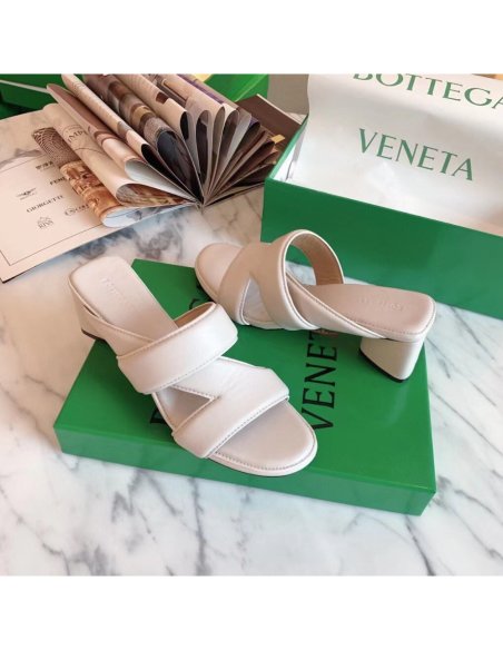 Cheap Reps Bottega Veneta Band Sandals 55MM In White Calfskin