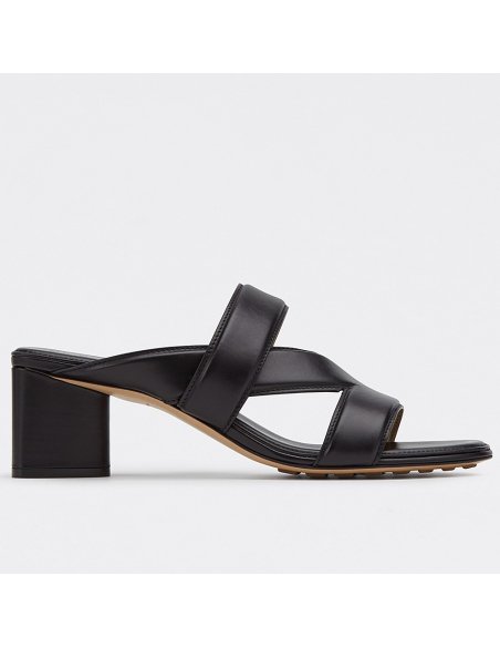 Cheap Reps Bottega Veneta Band Sandals 55MM In Black Calfskin