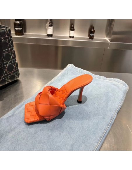 Cheap Reps Bottega Veneta Lido Sandals In Orange Intrecciato Leather