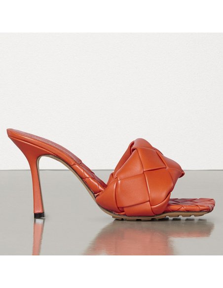 Cheap Reps Bottega Veneta Lido Sandals In Orange Intrecciato Leather