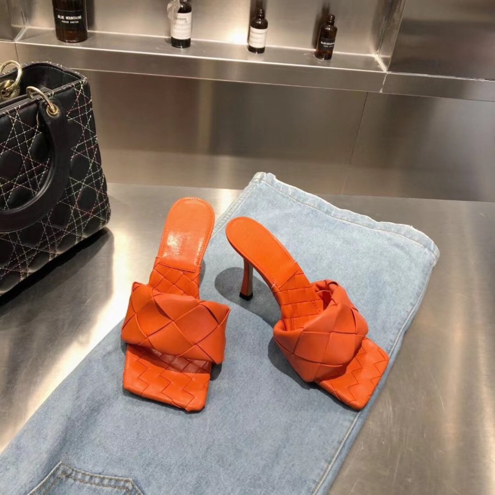 Cheap Reps Bottega Veneta Lido Sandals In Orange Intrecciato Leather