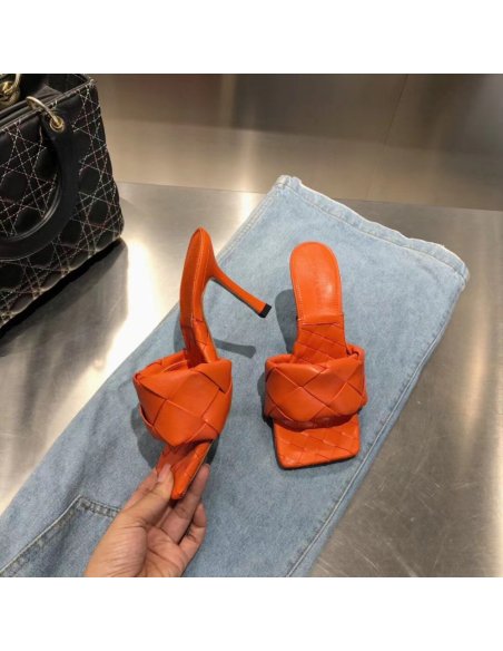 Cheap Reps Bottega Veneta Lido Sandals In Orange Intrecciato Leather