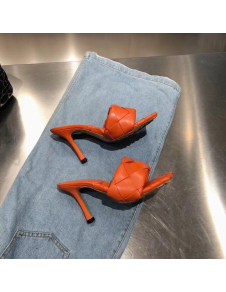 Cheap Reps Bottega Veneta Lido Sandals In Orange Intrecciato Leather