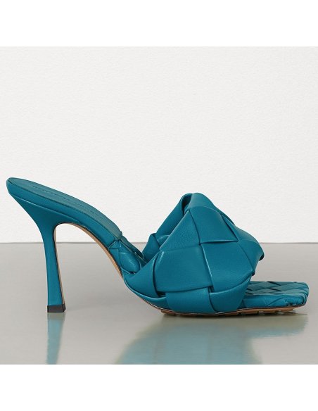Cheap Reps Bottega Veneta Lido Sandals In Blue Intrecciato Leather