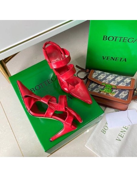 Cheap Reps Bottega Veneta BV Point Slingback Sandals In Red Lambskin