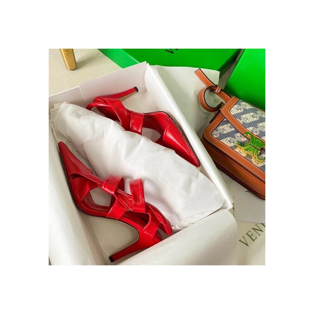 Cheap Reps Bottega Veneta BV Point Slingback Sandals In Red Lambskin