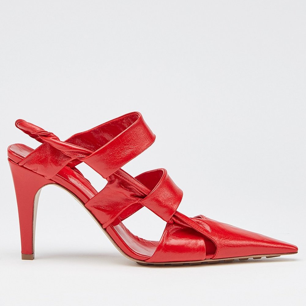 Cheap Reps Bottega Veneta BV Point Slingback Sandals In Red Lambskin