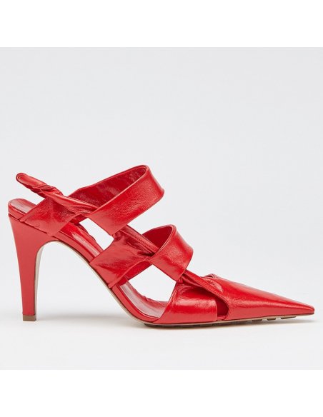 Cheap Reps Bottega Veneta BV Point Slingback Sandals In Red Lambskin