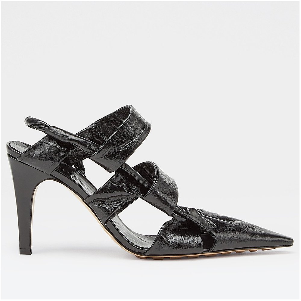 Cheap Reps Bottega Veneta BV Point Slingback Sandals In Black Lambskin