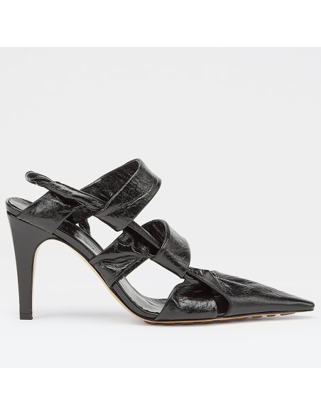 Cheap Reps Bottega Veneta BV Point Slingback Sandals In Black Lambskin