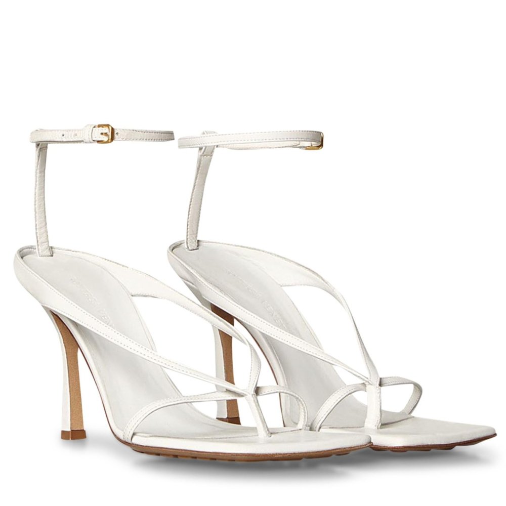Cheap Reps Bottega Veneta Ankle-strap Stretch Sandals In White Leather