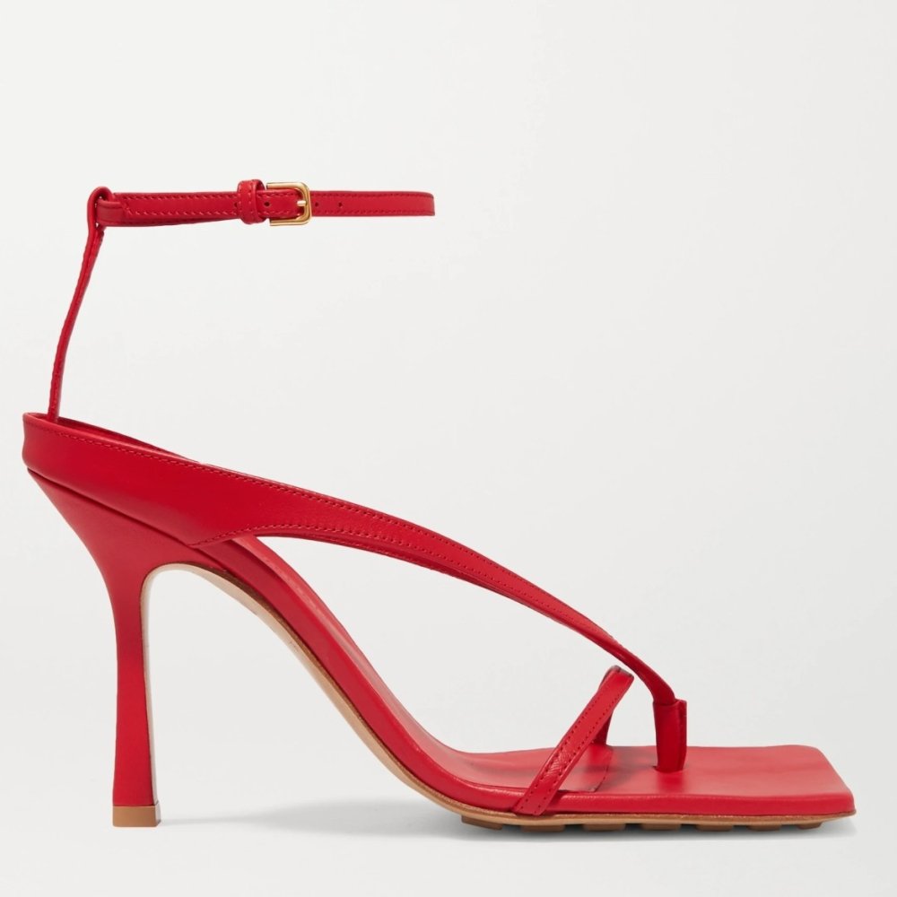 Cheap Reps Bottega Veneta Ankle-strap Stretch Sandals In Red Leather